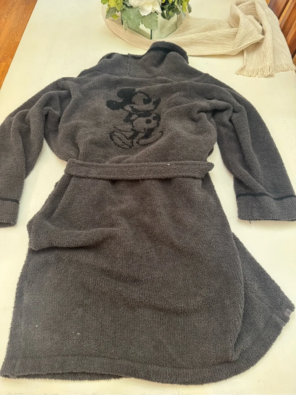 Children's Barefoot Dream Disney Gray Mickey Mouse Hooded Bathrobe